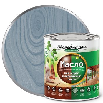 Масло Здоровый дом для террас, лестниц, полов серо-голубой 0,75 л